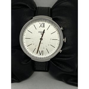 Fossil FTW5026 Women's Black Leather Silver Analog Dial Hybrid Smartwatch XX795
